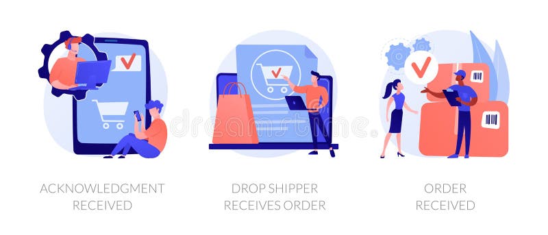 Received your order. Заказ оформлен иллюстрация. Acknowledgements лого. Shipper and Receiver. Complex order illustration.