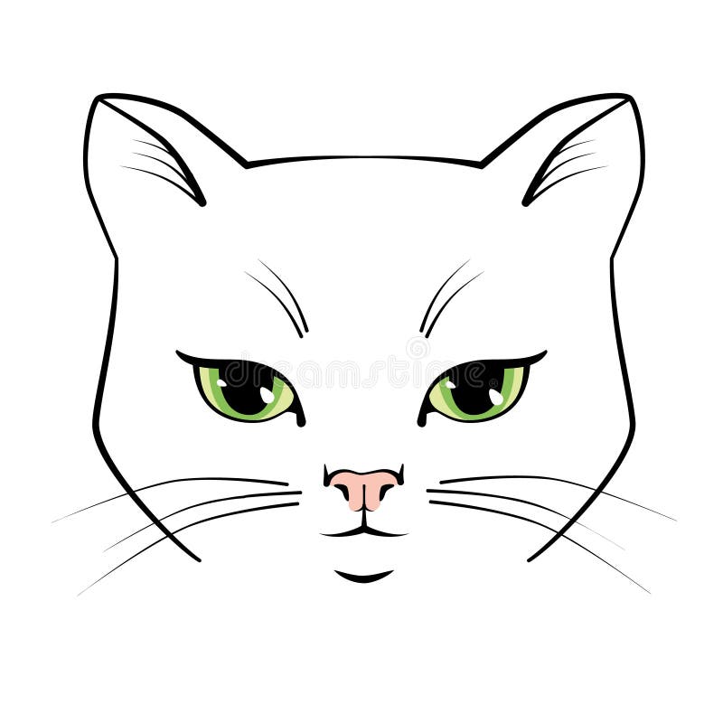 Милое лицо кошки Черно-контурный символ котенка черного рисунка Иллюстрация  вектора для поздравительной открытки, приглашения Иллюстрация вектора -  иллюстрации насчитывающей смешно, мило: 156902355