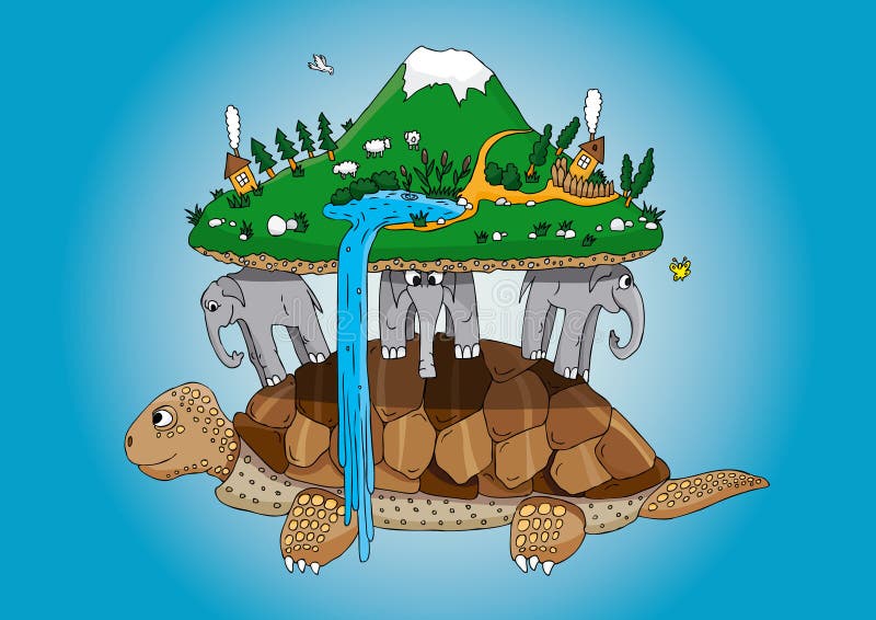 Земля на трех слонах и черепахе рисунок
