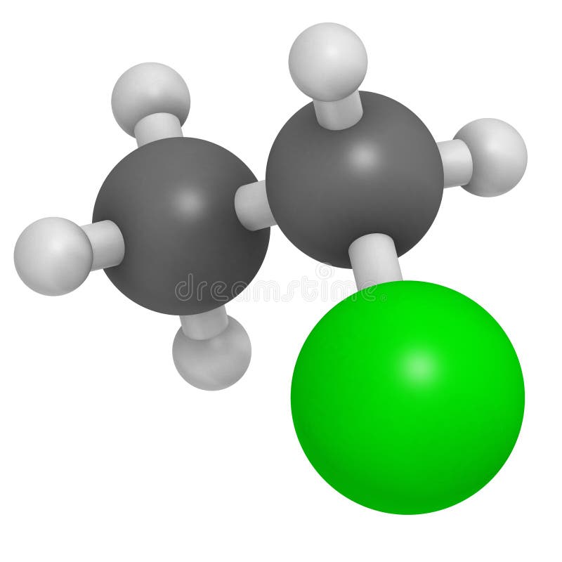 Молекула ethylchloride chloroethane. 