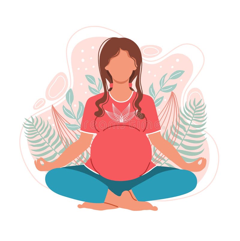 Девушка медитирует арт. Беременность йога. Флэт иллюстрации беременных. Медитация на беременность