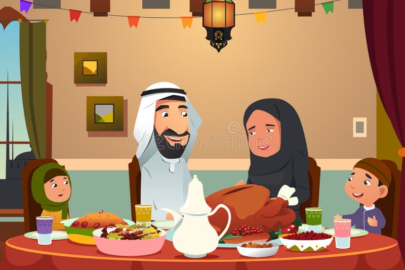 Ужин у мусульман. Мусульманская семья обедает. Мусульманская семья за столом. Ужин мусульманской семьи. Исламские семейные иллюстрации.