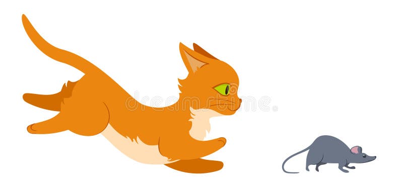 Кот ловит мышь рисунок