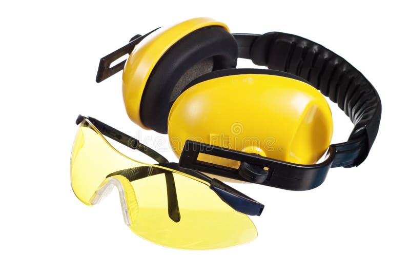 Защитные очки и наушники. Защитные производственные наушники с прозрачным фоном. Dangerous Tool.