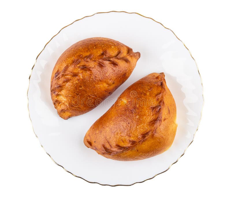 Тарелка с двумя пирожками