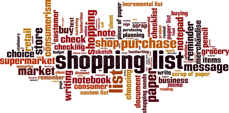 Shopping word list