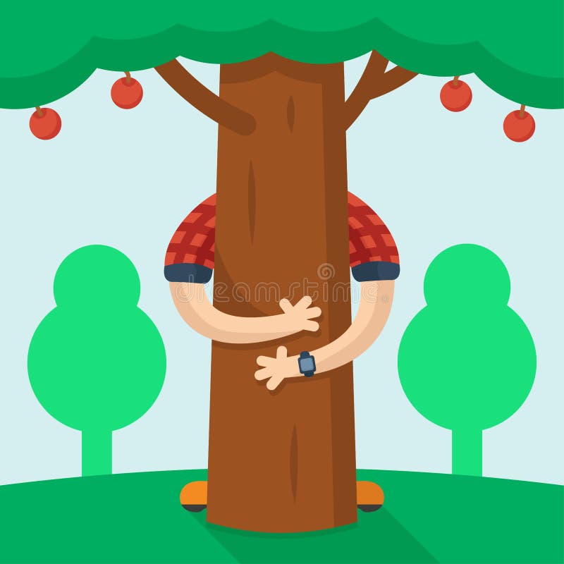 Человек обнимает дерево рисунок