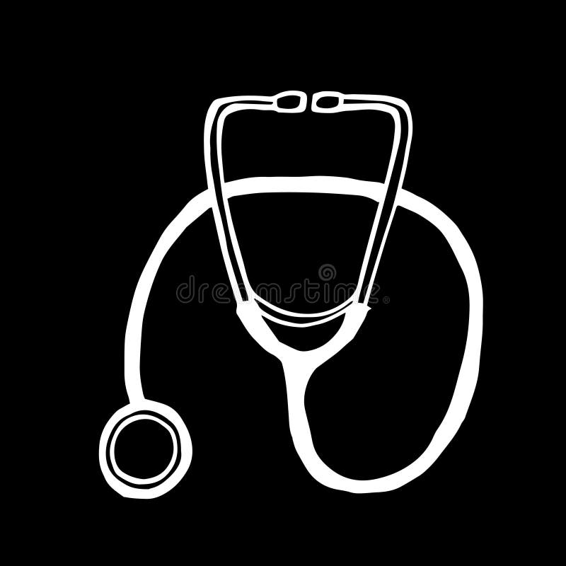 Close-up of Medical Stethoscope on Black Background. Stock Illustration -  Illustration of clinic, heartbeat: 176465097