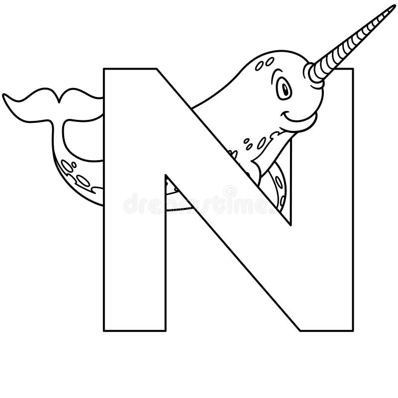 Animal Alphabet. Capital Letter N, Narwhal. Illustration Stock Vector -  Illustration of learning, letter: 186363243