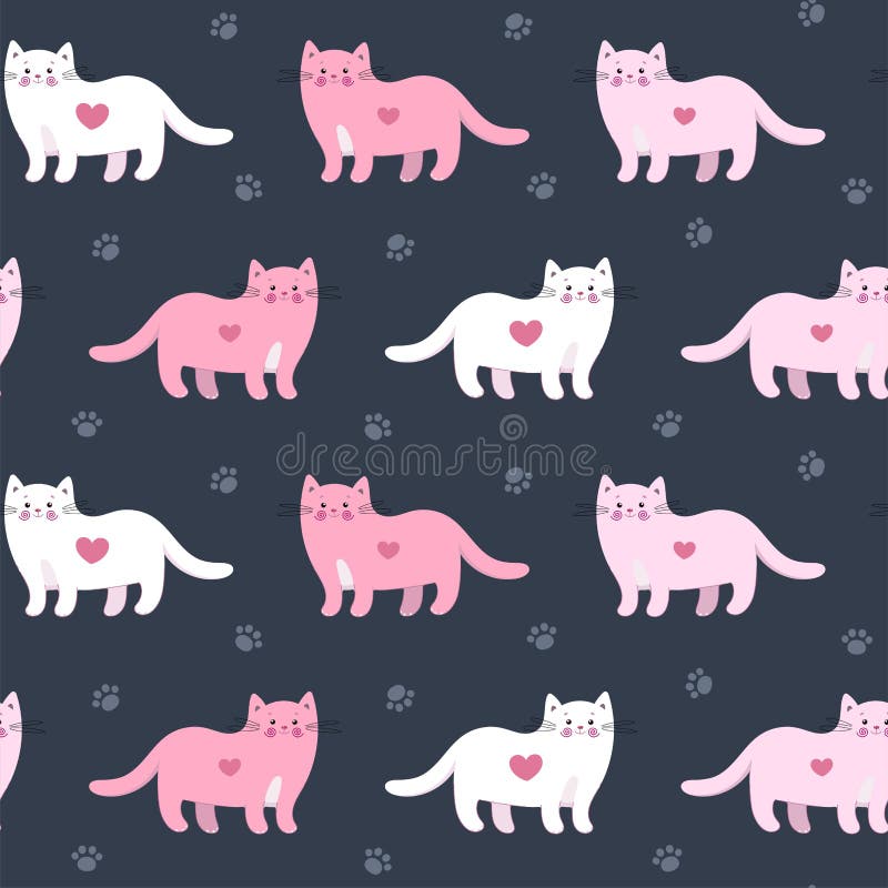 Sweet Feline: A Pink Kawaii Cartoon Cat Icon With Saturated Colors