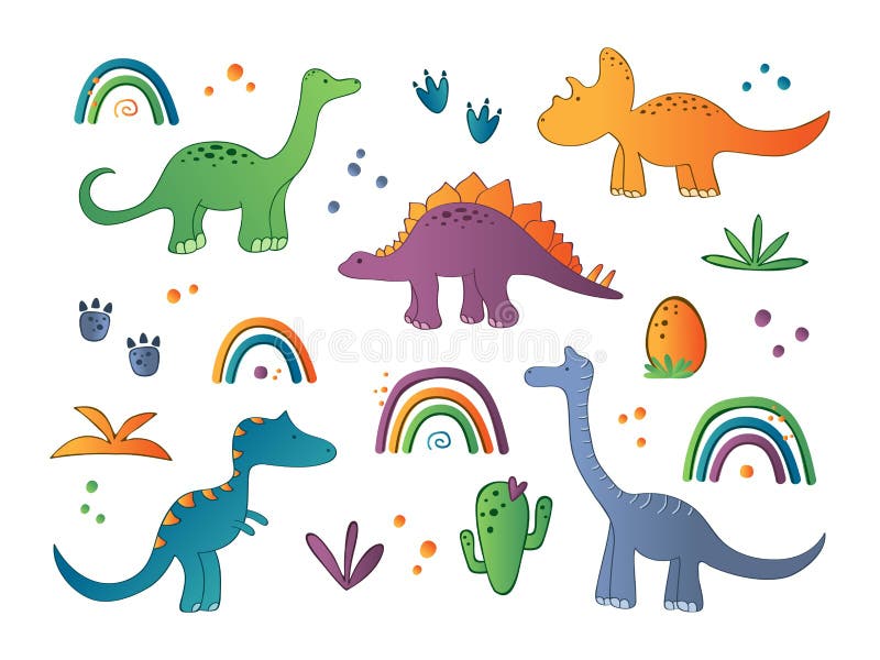 Cute Collection Dino Fossil Dinosaurs Baby kids Animal Cartoon Doodle Funny  Clipart 7036013 Vector Art at Vecteezy