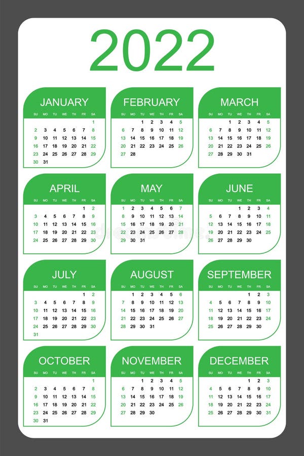 Calendar 2022 Yearly. Stock Vector. Illustration Of Diary - 211140989