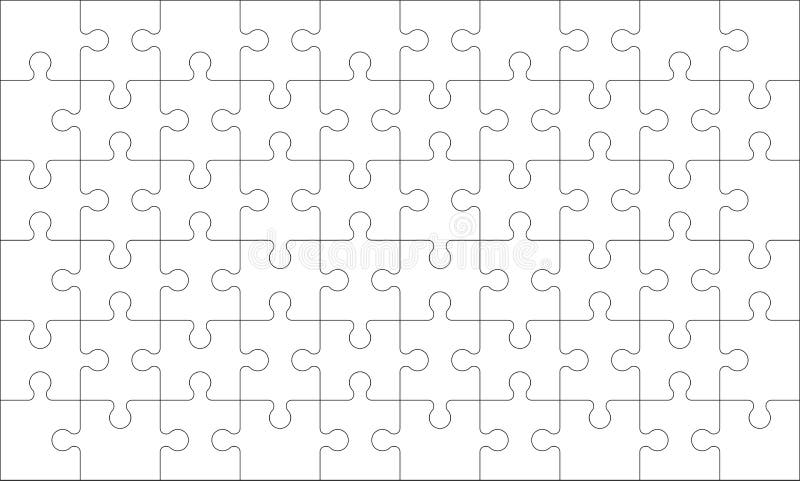Puzzles Blank Template with Linked Rectangle Grid. Jigsaw Puzzle