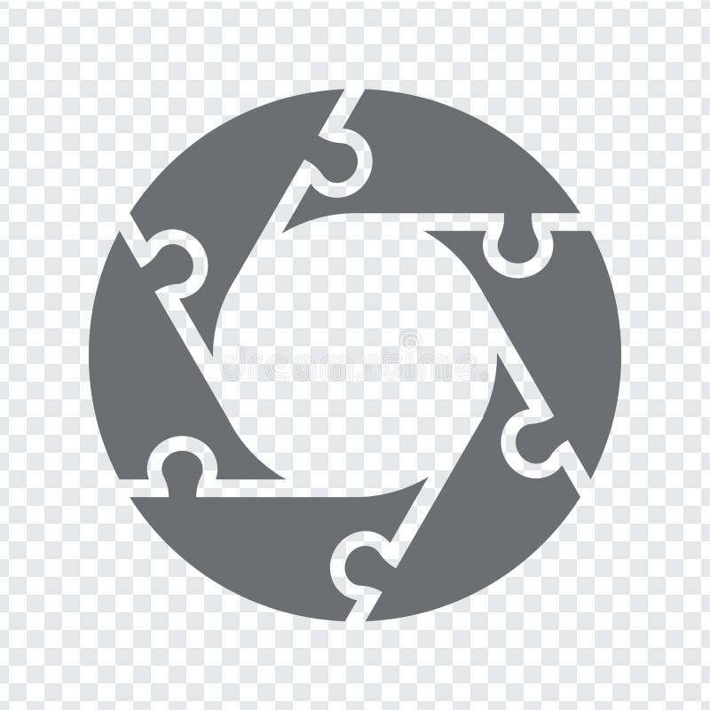 Circular Puzzle With Center Circle 6 Pieces