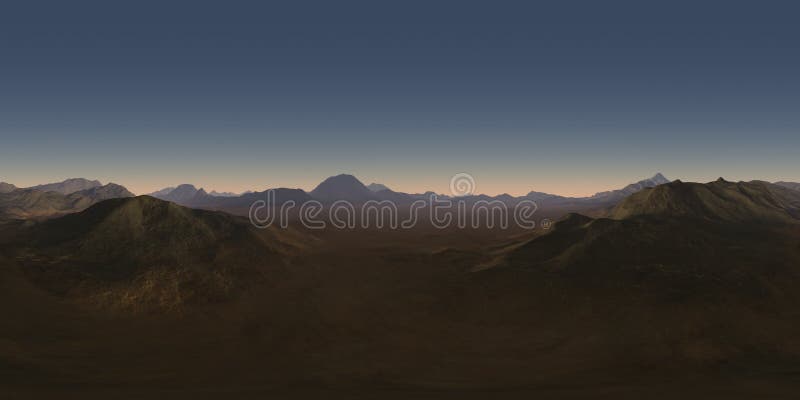 Пейзаж пустыни ночь на 360 градусов Проекция Equirectangular, картаокружающей среды, панорама HDRI сферической Иллюстрация штока - иллюстрациинасчитывающей закат, пейзаж: 198128867