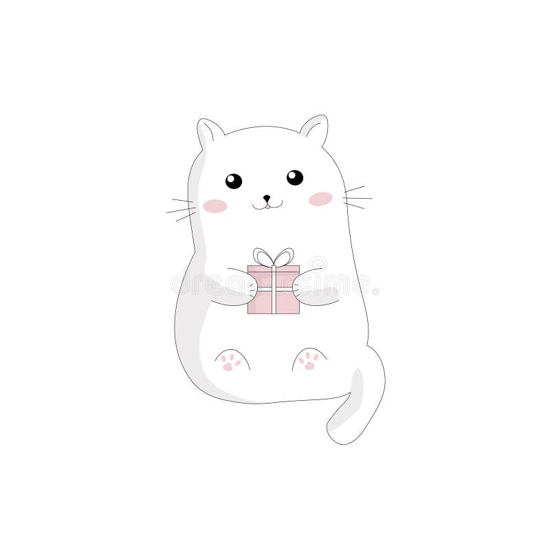 Premium Vector  A fluffy white cat with black eyes in front of a white  background