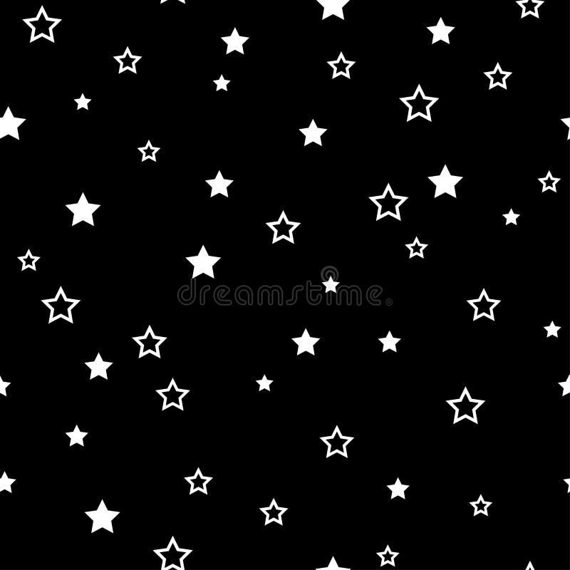 The Seamless Pattern with White Stars on a Black Background. Stock Vector -  Illustration of holiday, modern: 166332262