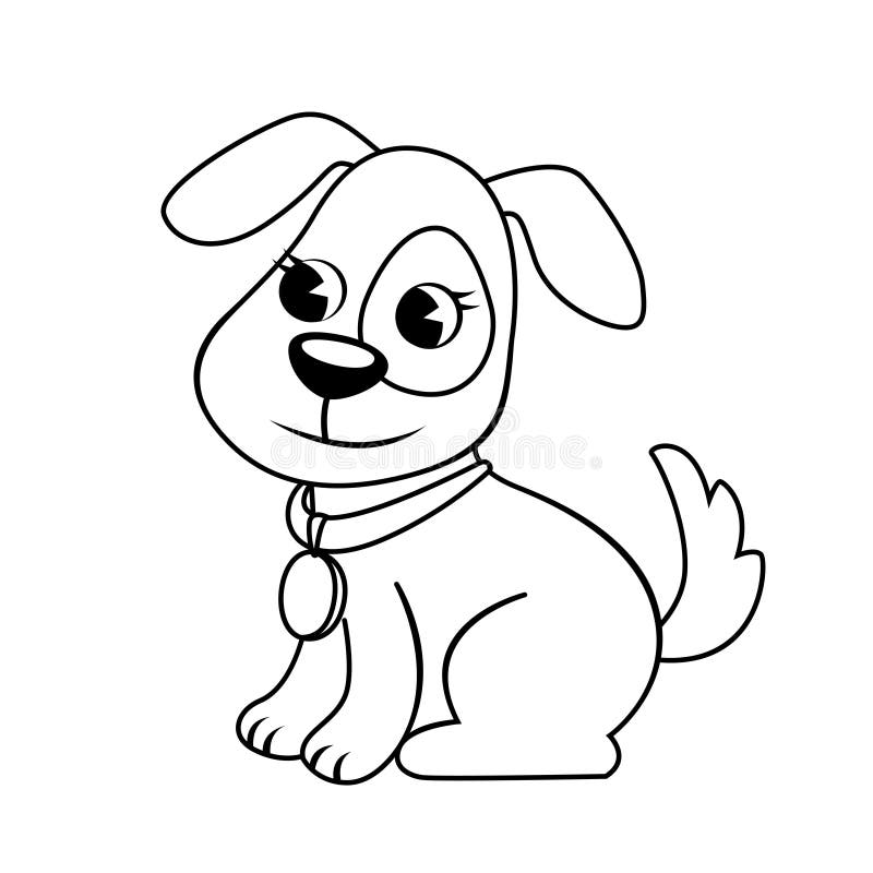 Cute Cartoon Little Dog. Puppy. Black and White Vector Illustration for  Coloring Book Stock Vector - Illustration of page, funny: 200442089