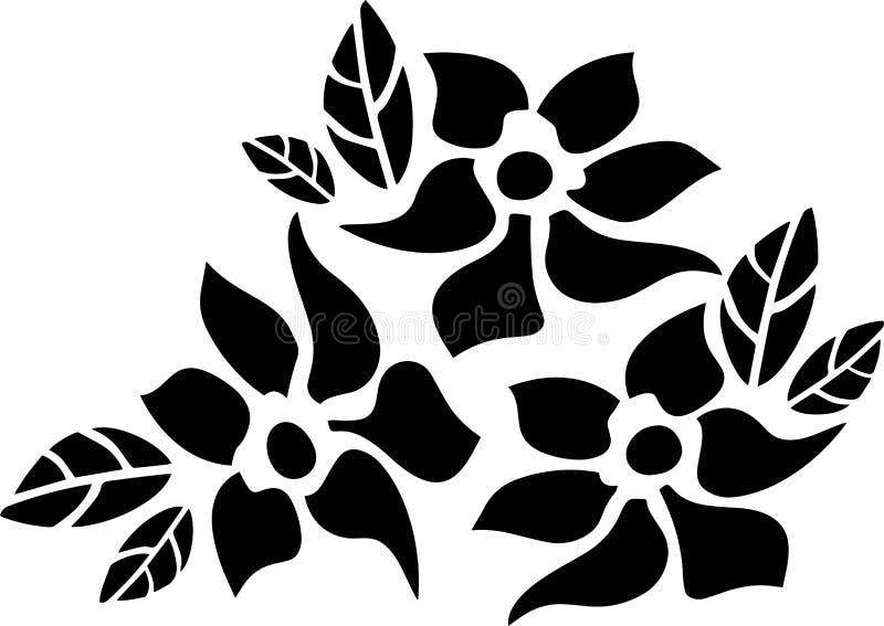 Flower Vector Stencil, Black Adn White Stock Illustration ...