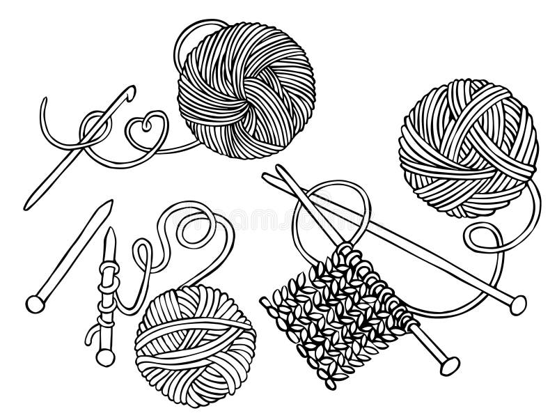 Needlework, Knitting, Wool, Crochet Stock Vector - Illustration of ...