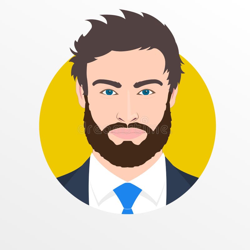 Male Avatar Icon or Portrait. Handsome Young Man Face with Beard Stock  Vector - Illustration of looking, avatar: 187127123