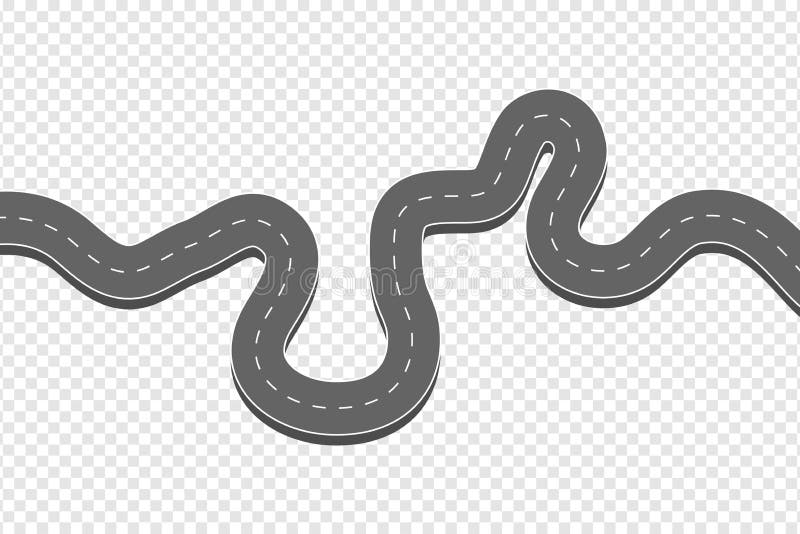 Winding Curved Asphalt Road. Highway with Markings in Top View at  Transparent Background Stock Vector - Illustration of curved, navigation:  193058303