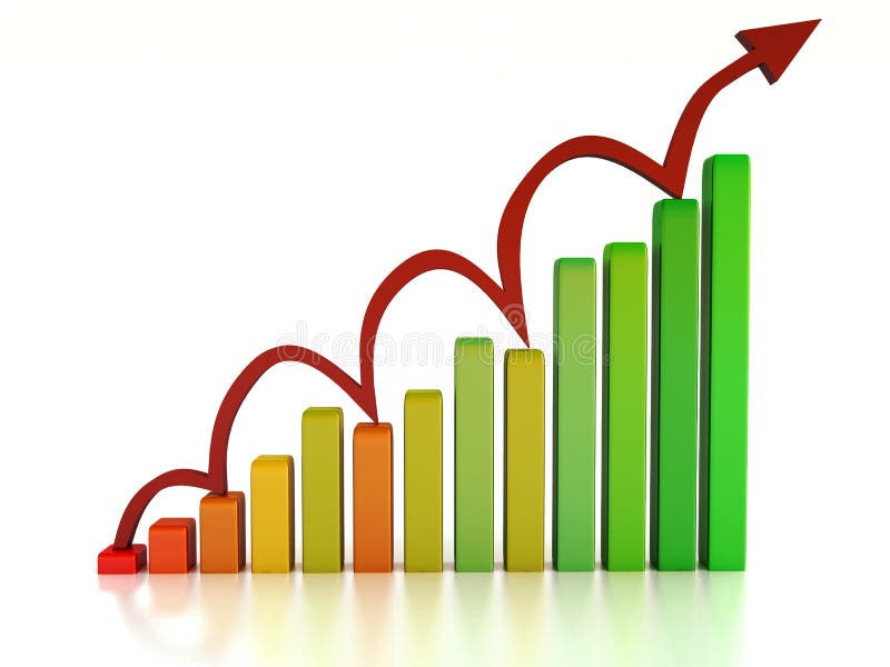 Rising line. Graph Rise.