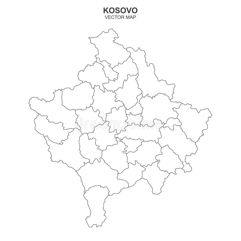 Политическая карта Косово изолировал на белом фоне Иллюстрация вектора -иллюстрации насчитывающей художничества, европа: 168512251