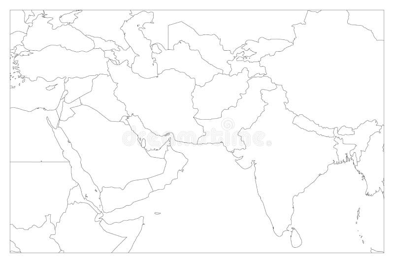 Политическая карта стран Южной Азии и Ближний Востока Простая плоская контурнаякарта вектора Иллюстрация вектора - иллюстрации насчитывающейпепельнообразные, восточно: 107284379