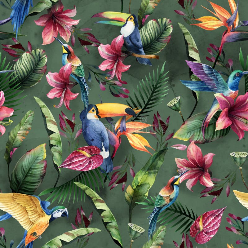 Tropical Birds Watercolor