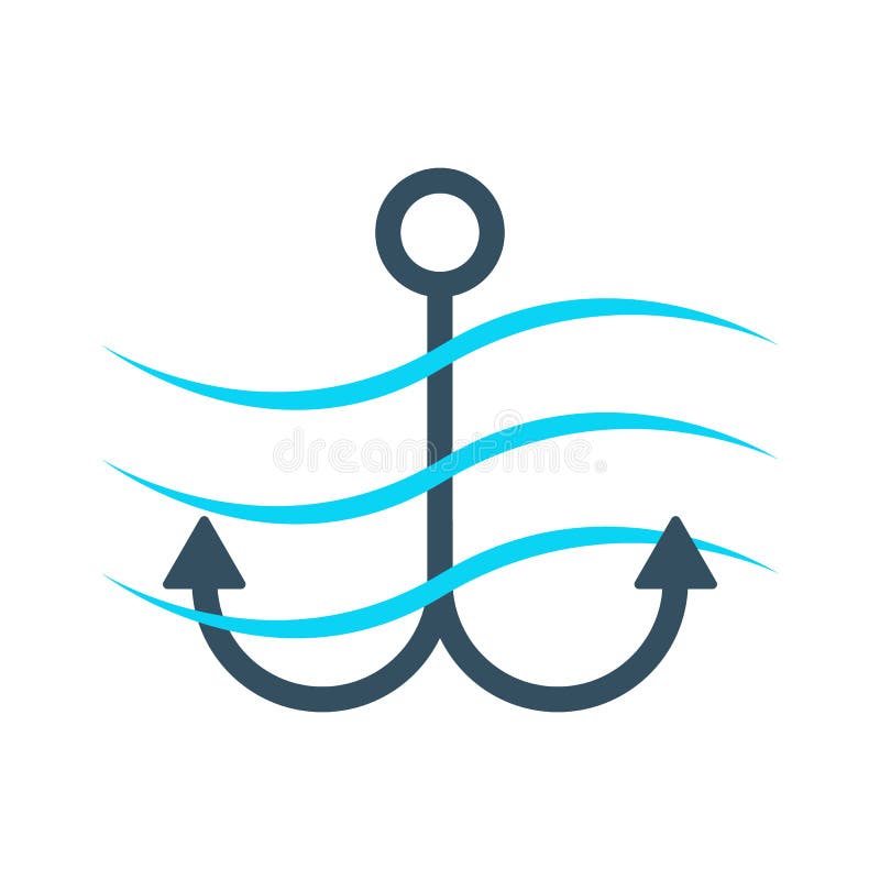 Знаки привязок. Якорь волны. Логотип морского туризма.