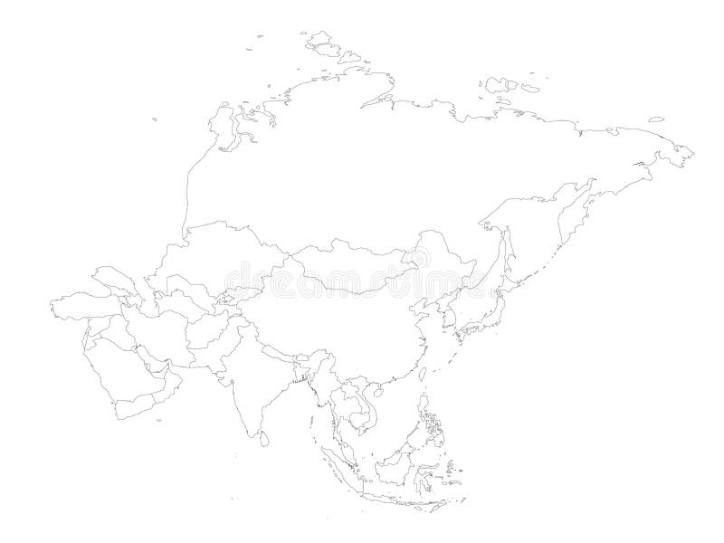 Контурная карта азии без границ
