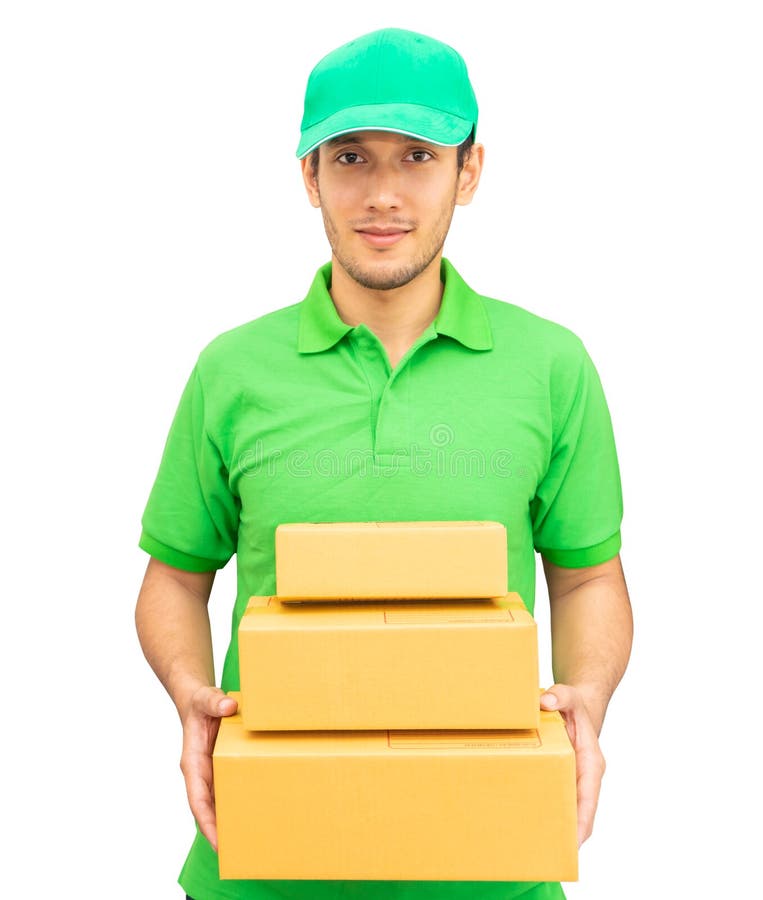 Доставку каждого отдельного пакета. Доставщик продуктов в зеленом. Delivery man Green. Доставка мужчина. Зеленая рука на картонку.