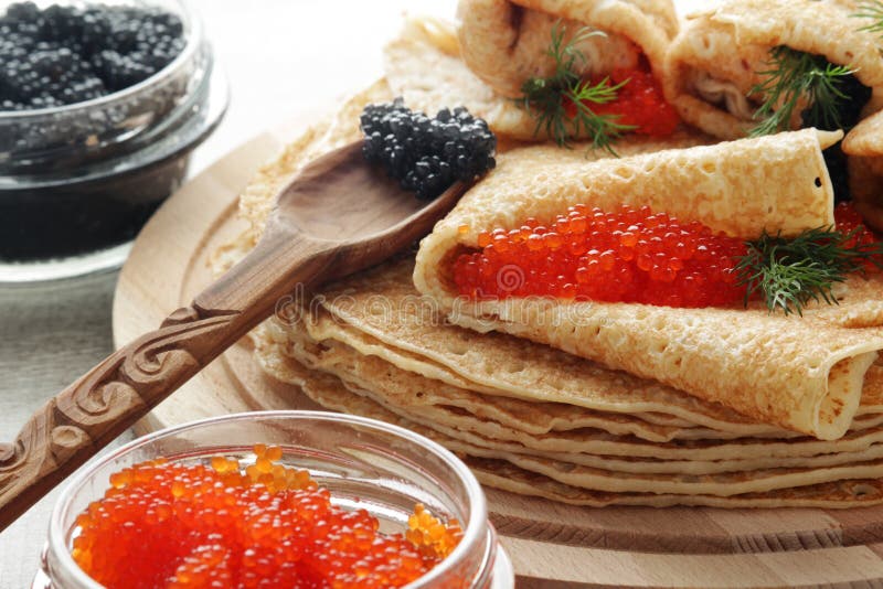 Фон блинов с икрой
