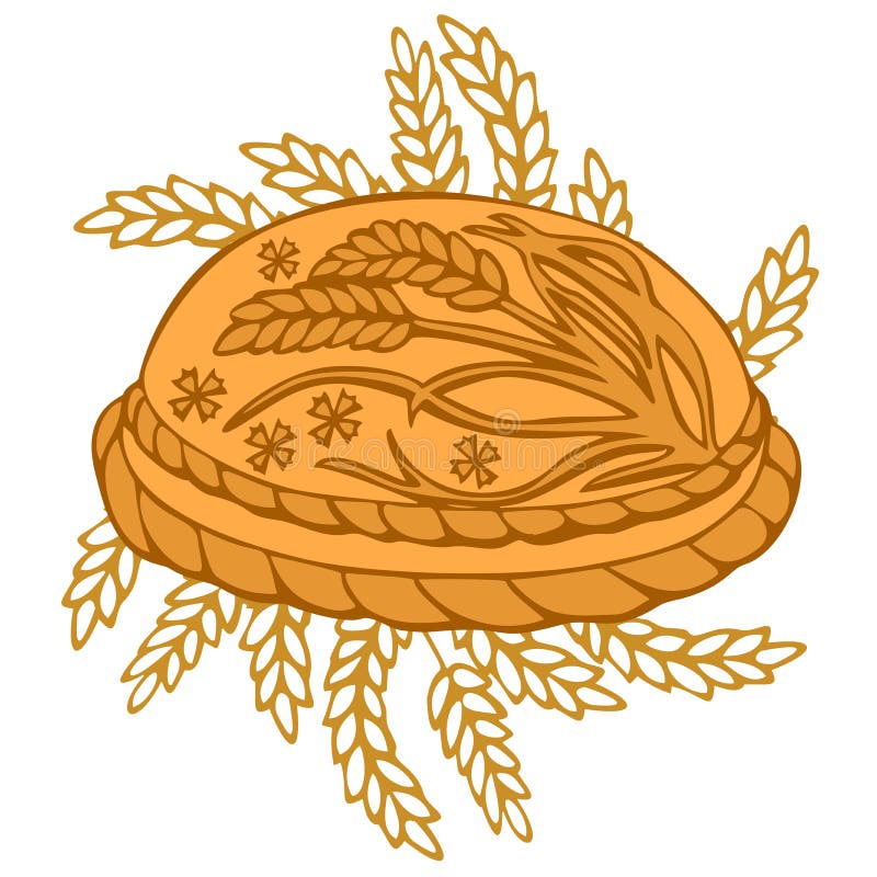 Нарисовать каравай и колосья