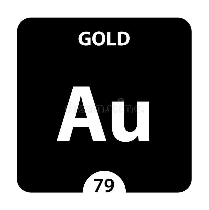 Символ золота Подписать Gold с атомным номером и удельным весом Элемент Au Chemical периодической таблицы на глянцевом белом
