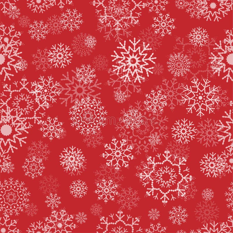 Seamless Christmas Red Background of Big and Small Snowflakes Stock ...