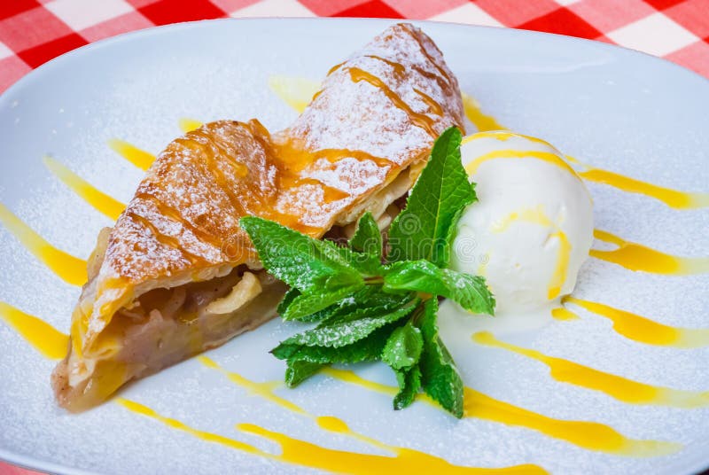 Apple Strudel with Vanilla Ice Cream