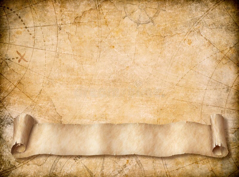 Старый фон карты с пустым баннером для прокрутки бумаги Стоковое Фото -  изображение насчитывающей уговариваний, знамена: 164522492