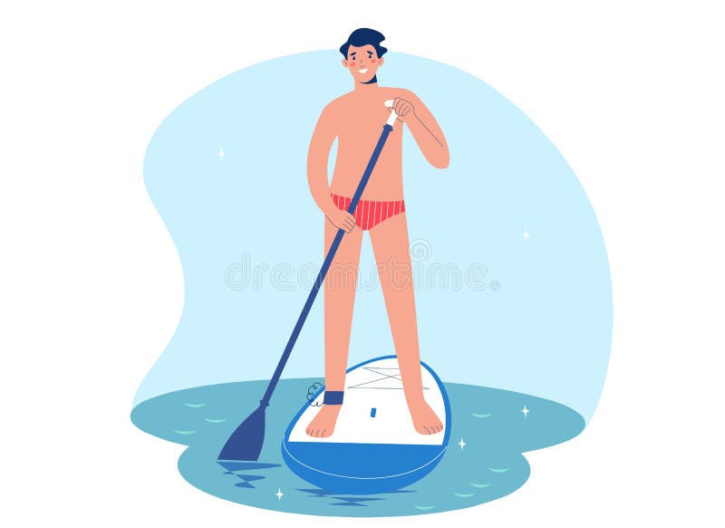 Стоящий человек, впадающий в весло на воде. Иллюстрация вектора -  иллюстрации насчитывающей человек, пригодность: 240062024