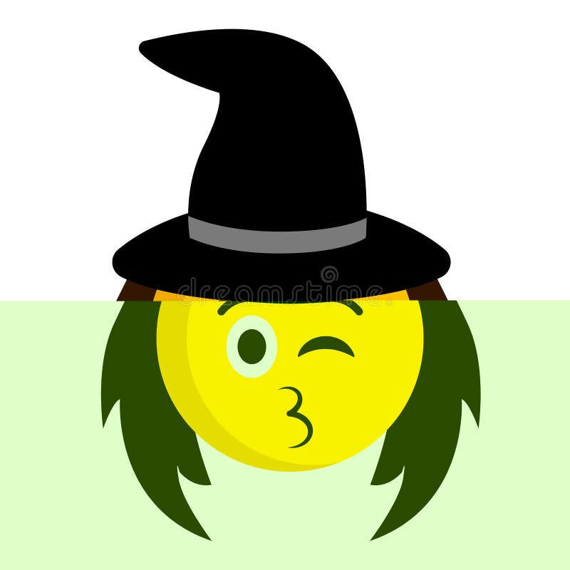 Счастливый значок Emoji ведьмы Иллюстрация вектора - иллюстрации  насчитывающей поцелуй, сторона: 117274507