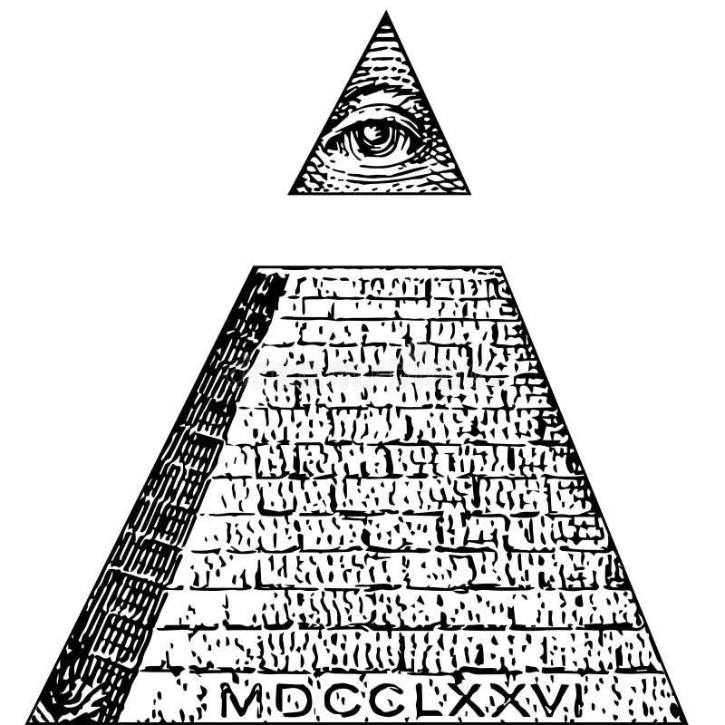 Символы Illuminati, Masonic знак, полностью видя глаз Иллюстрация ... Масонский Знак Глаз