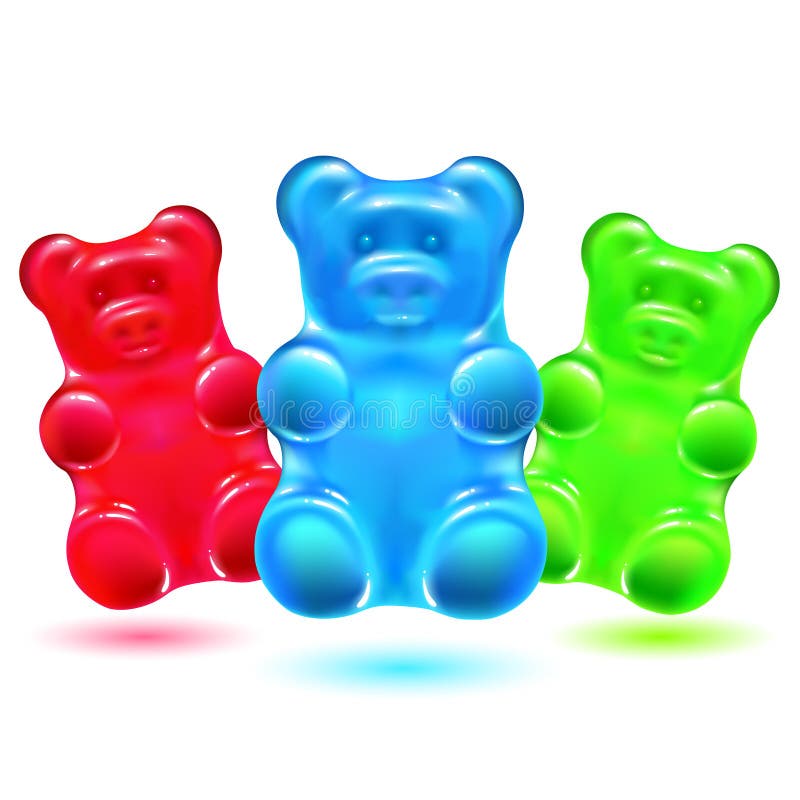 Colored Cartoon Gummy Bear on a White Background Stock Vector