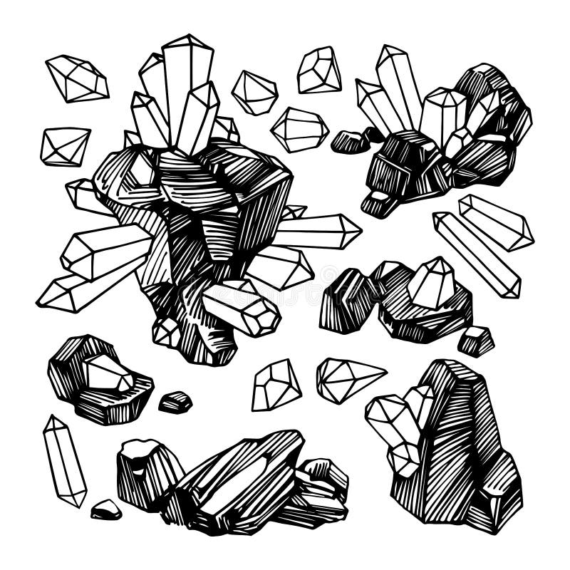 уголь с минералами волшебные камни с алмазами и драгоценными камнями  Иллюстрация вектора - иллюстрации насчитывающей уголь, график: 218066841