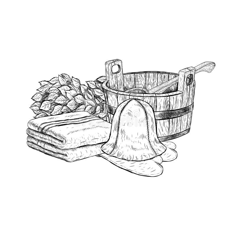 Рисунок бани карандашом