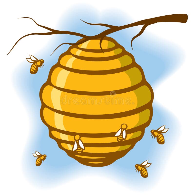 Как рисовать улей с пчелами