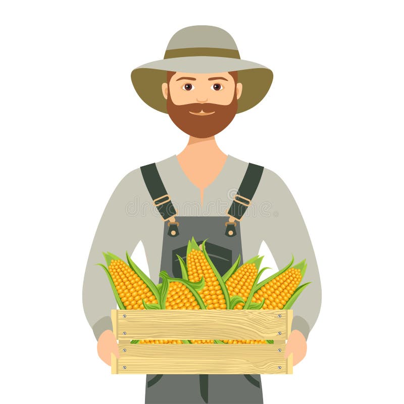 Mature Farmer Holding Wooden Box With Ripe Vegetables