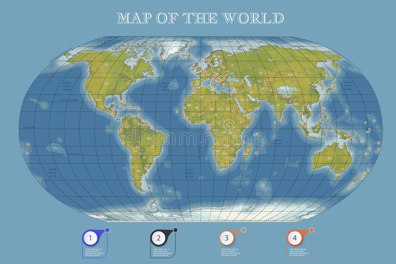 Карта мира с решеткой меридианов и параллелей на белой предпосылке Всестраны и острова Вектор Eps8 Иллюстрация вектора - иллюстрациинасчитывающей океан, иллюстрация: 144509683