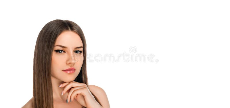 Девушка на белом фоне для фотошопа по плечи