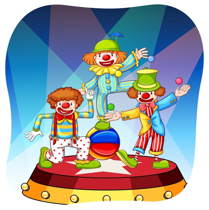 Рисунок клоуна на арене